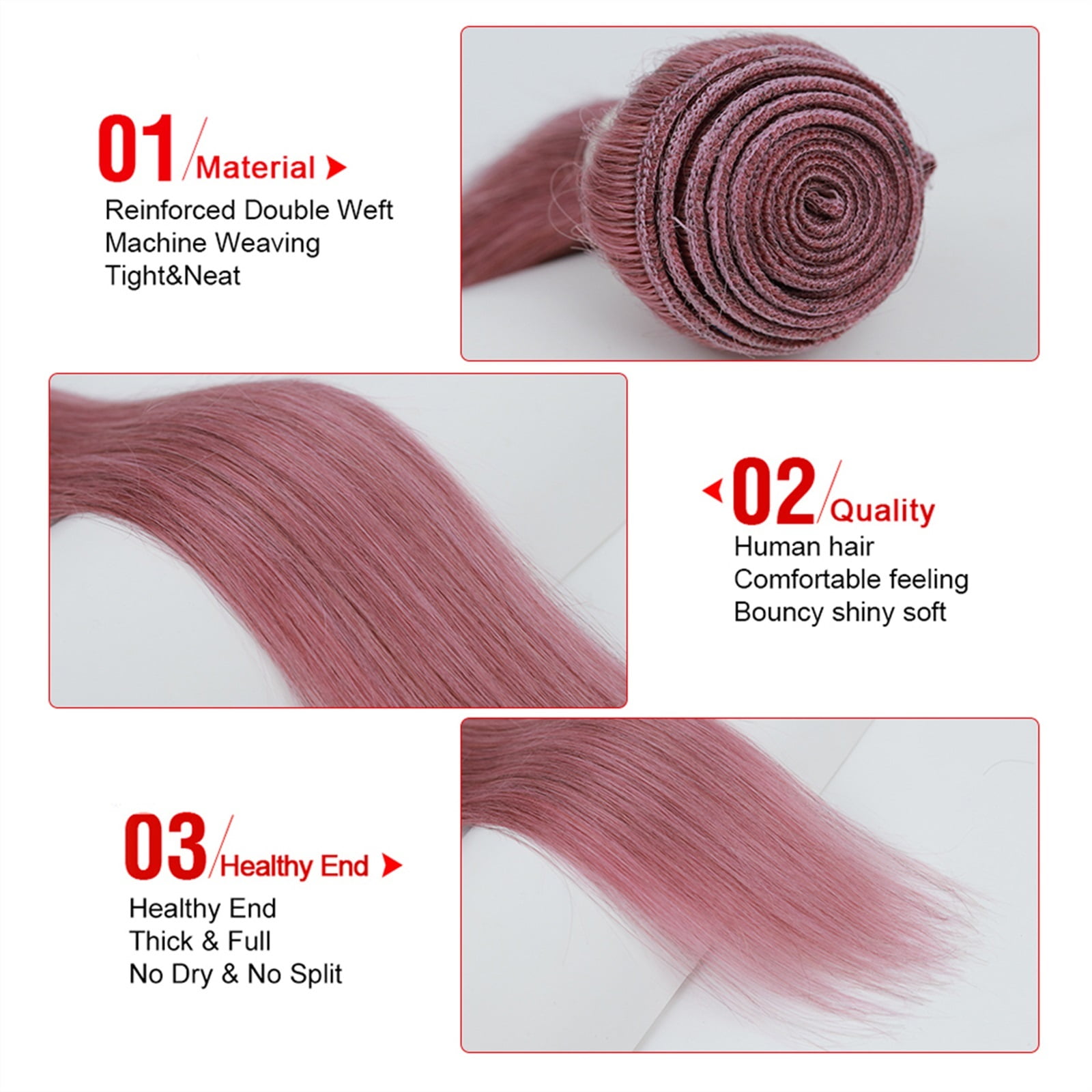 Human Hair Bundles Pink Brazilian Hair Weave Bundles Silky Straight Hair Bundles 1 Bundles Hair