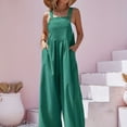 thumbnail image 1 of Wide Leg Overall Jumpsuit, Casual Button Front Suspender Jumpsuit, Women's Clothing, 1 of 5