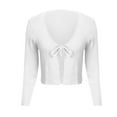 thumbnail image 5 of YueHuiYing Women Fashion Breathable Tie-Front Cardigan Jacket Long Sleeved V-Neck Top, 5 of 5
