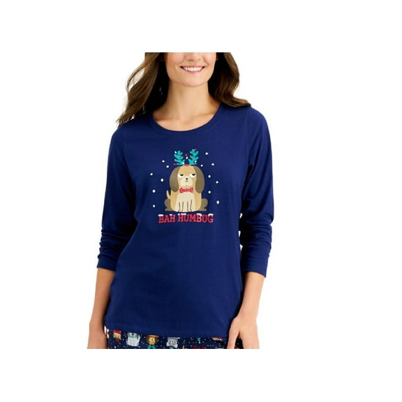 Family Pajamas Womens Bah Humbug Novelty Printed Pajama Top Only,1-Piece;Small