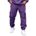 thumbnail image 3 of Basysin Men Jogger Cargo Pants Elastic Drawstring Waist With Pockets Trousers Solid Color Lounge Walking Jogging Outdoor Casual Workout Home, 3 of 6