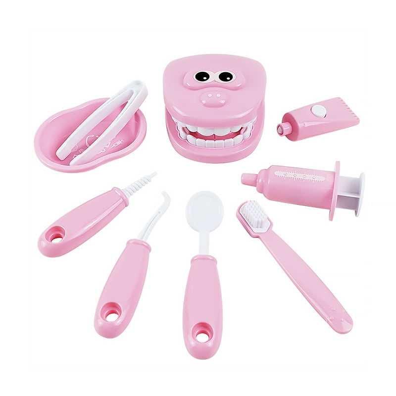 Houkiper 9pcs Kids Pretend Play Dentist Check Teeth Model Set Medical