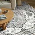 thumbnail image 3 of MJIAexp 6'x9' Vintage Boho Area Rug Washable Area Rug for Living Room Non-Slip Distressed Accent Rug Faux Wool Bedroom Rug Floor Carpet for Dining Room Bedroom Kitchen Entryway Office Gray, 3 of 8