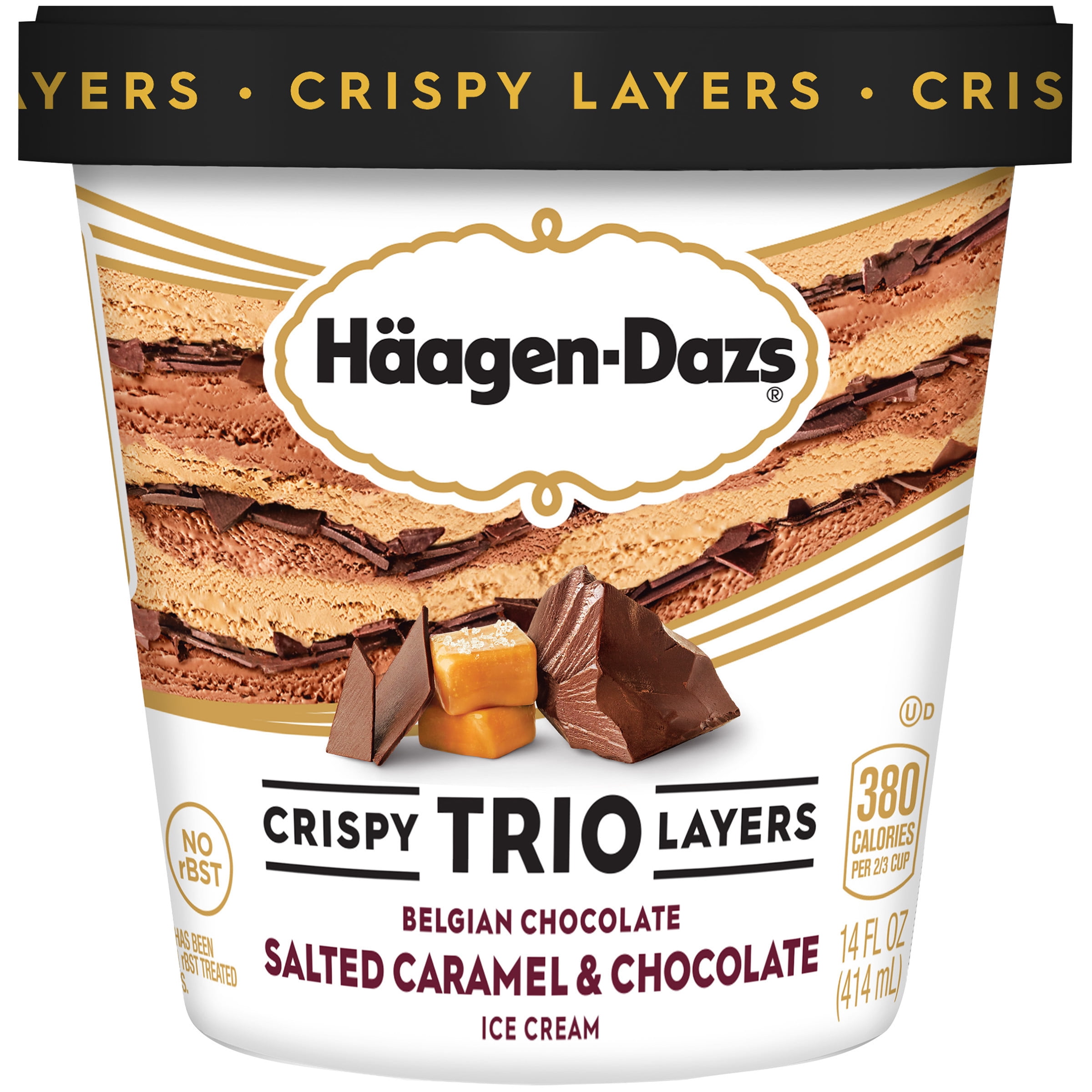 Download Haagen Dazs Trio Crispy Layers Ice Cream Salted Caramel Chocolate 14 Fl Oz Cup No Gmo Ingredients No Rbst Walmart Com Walmart Com