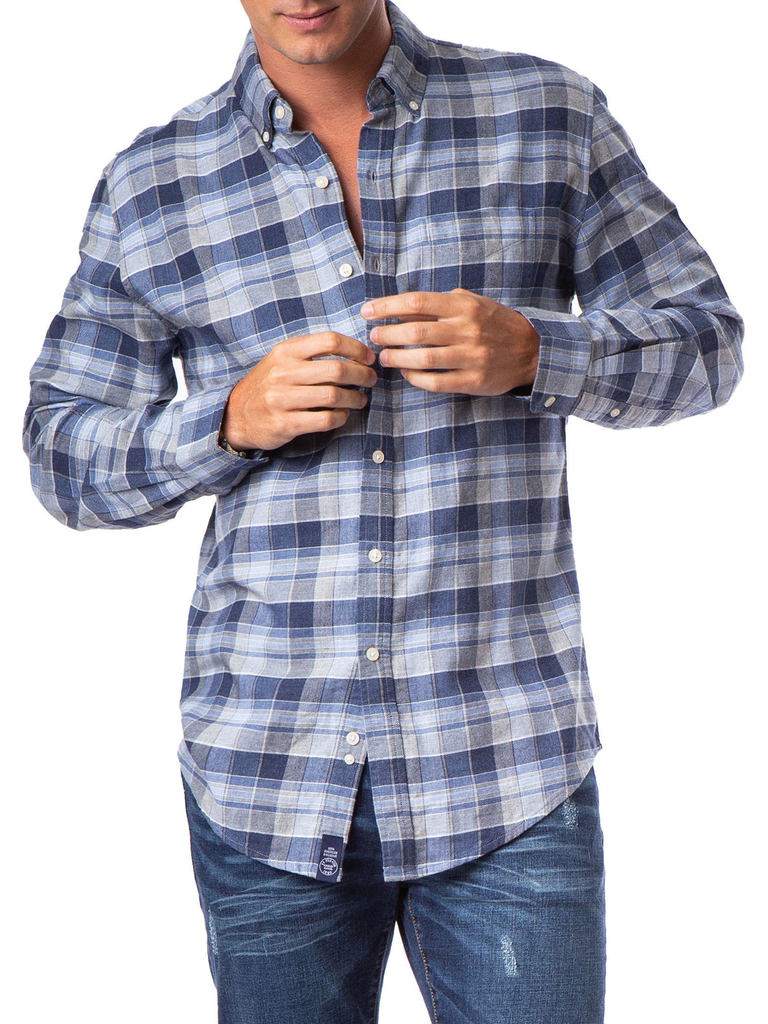 Polo Assn Mens Long Sleeve Plaid Woven Shirt U.S 