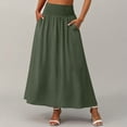thumbnail image 4 of Turilly Summer Skirts for Women Elastic High Waist Flared Midi Skirt Solid Color Soft Daily Casual All Match Skirt, 4 of 6