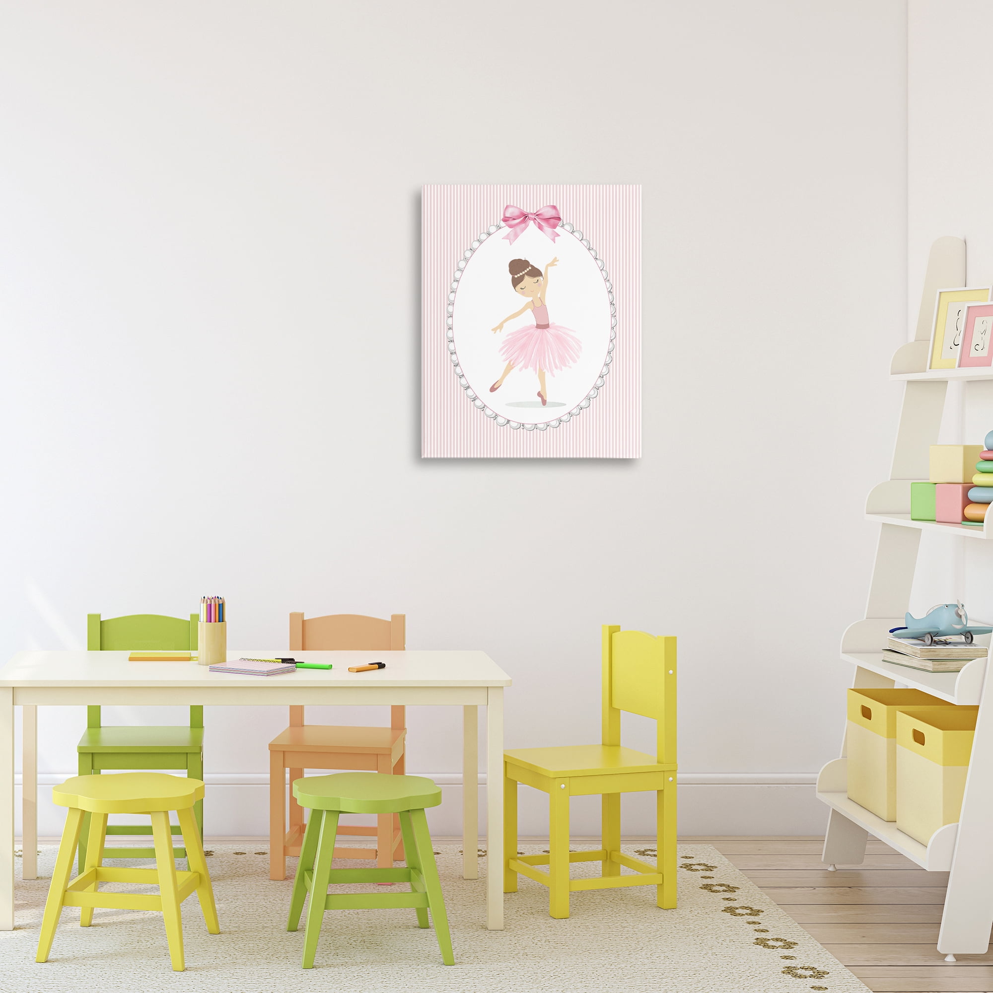 Stupell Industries Delicate Dance on Stripes Canvas Wall Art, design by Christine Simpson Art