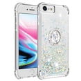 thumbnail image 2 of Funda para iPhone SE 2022/2020 con Brillo Líquido Flotante, Purpurina, Parachoques y Anillo Giratorio Soporte, 2 of 5