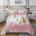 thumbnail image 2 of Girly Pink Coverlet King Size Oil Painting Stripe Bedding Set, Brush Marks Contemporary Ombre Bedspread Set Watercolor Graffiti Quilt Set, Aesthetic Modern Bed Set, 2 of 4