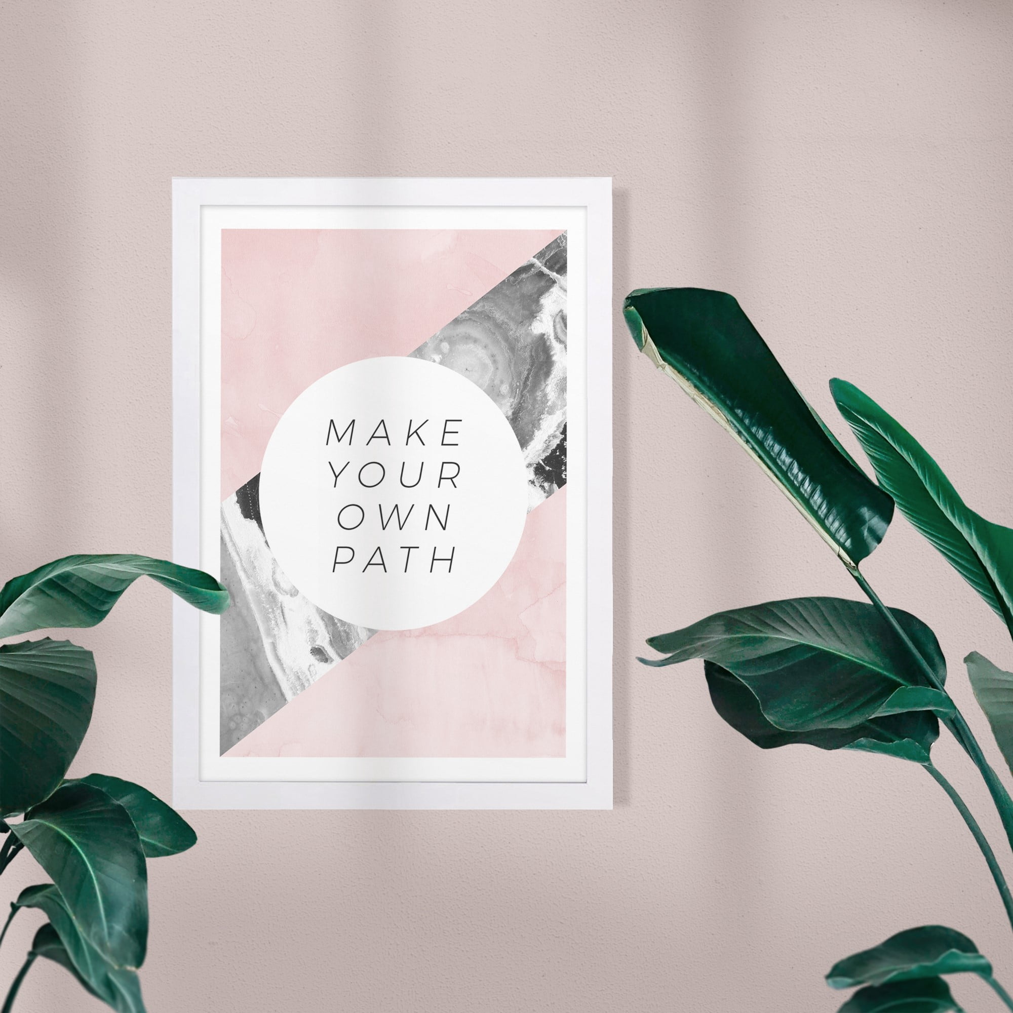 Wynwood Studio Typography and Quotes Framed Wall Art Prints 'Make Your Path' Inspirational Quotes and Sayings - Pink, Gray, 13" x 19"