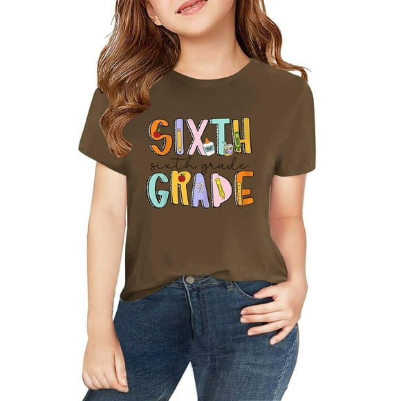 HIPYLO Cute Tops for Girls 10-12 Cotton Shirt White T-shirt Girls T Shirts Size 10-12 Kids Clothes Girls Size 6-7 Clothes for Teens Girls Clothes