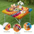 thumbnail image 4 of Colorful Tie Dye Pattern Square Fitted Tablecloth with Elastic Edge,Square Table Cover,Washable Elastic Table Cover for Home Kitchen Party Decor 36"x36", 4 of 6