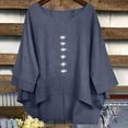 thumbnail image 3 of YuXingFu Cotton Tops for Women Crew Neck A-Line Split Hem 3/4 Sleeve for Casual Plus Size Blouses Dressy Navy M, 3 of 7