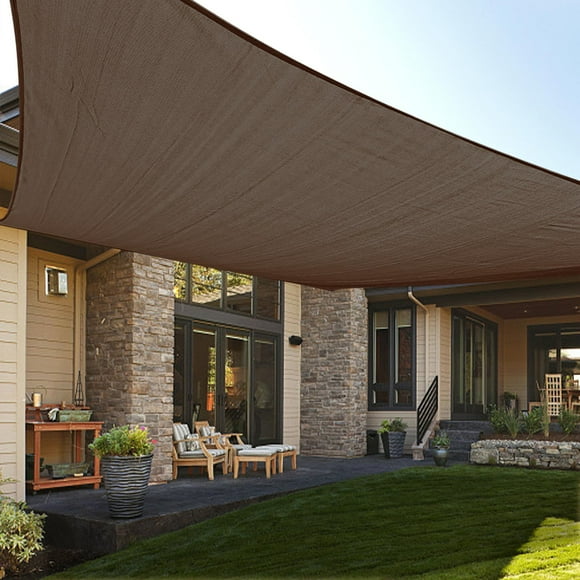 LOVE STORY 6.5' x 10' Rectangle Brown Sun Shade Sail Canopy UV Block for Outdoor Patio Garden Backyard