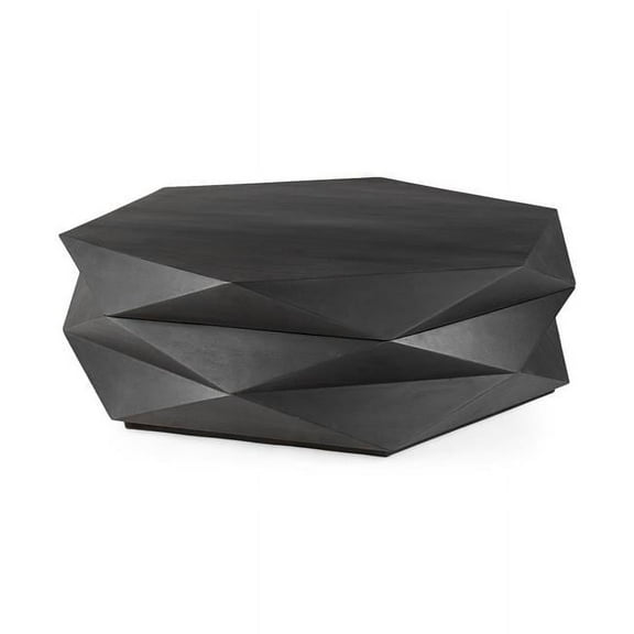 HomeRoots 393173 48 in. Mod Geometric Black Solid Wood Coffee Table