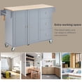 thumbnail image 6 of Kitchen Island with Drop Leaf Tabletop and Wheels, Rolling Kitchen Cart with 2 Door Cabinet, 3 Drawers, Spice Rack and Towel Rack, Portable Storage Island Cabinet with Adjustable Shelf, Grey, 6 of 9