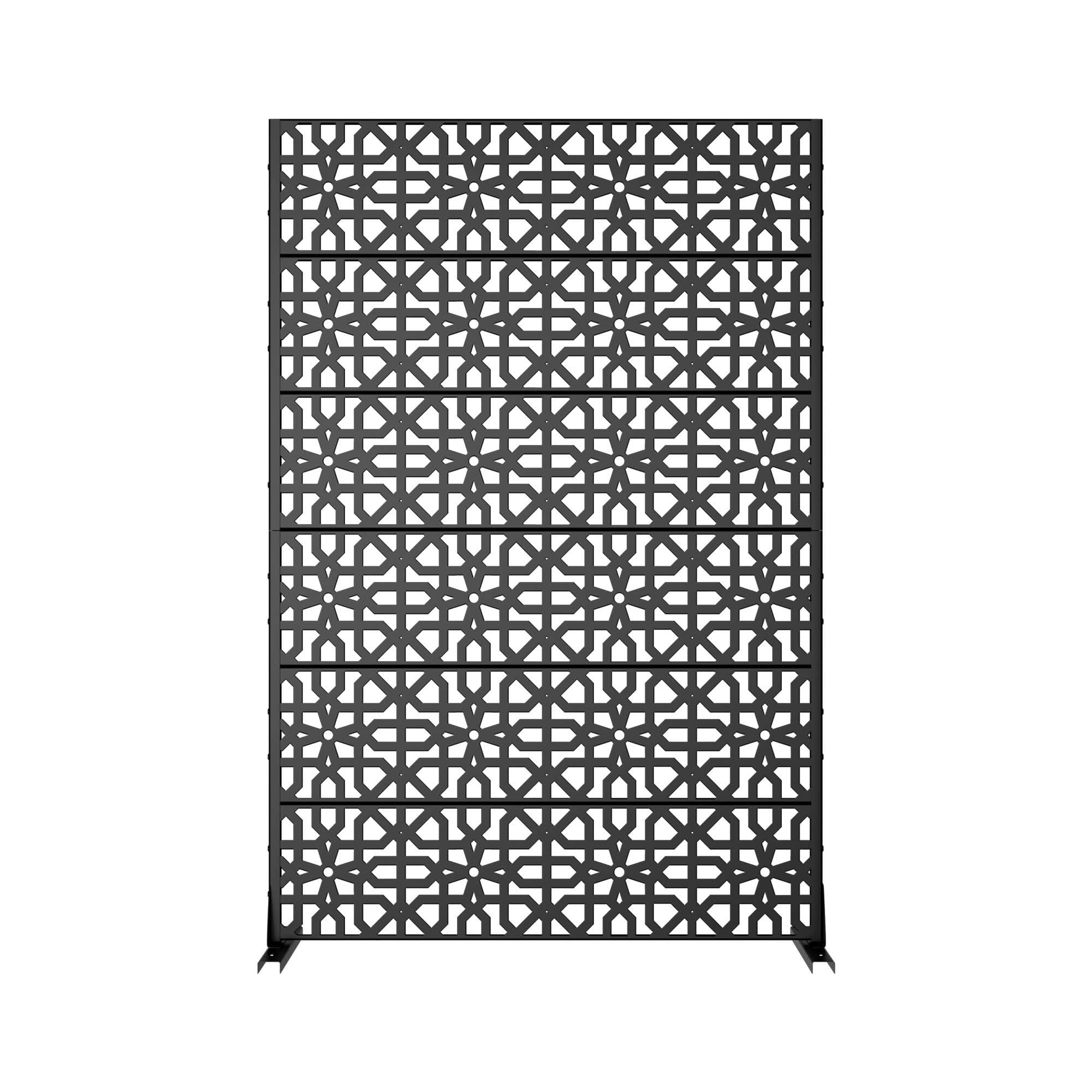 MAYEERTY 72x47x16 Inch Black Perilla Rectangular Galvanized Steel Privacy Screen, 6 Piece Set for Outdoor Garden