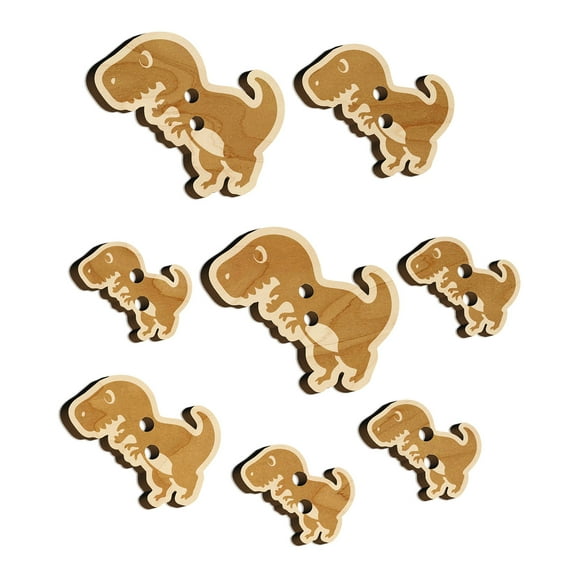 Cute Tyrannosaurus Rex Dinosaur Wood Buttons for Crochet Knitting Sewing DIY Craft - 1.00 Inch Medium (7pcs)