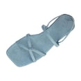 thumbnail image 3 of Gpaecead Women Strappy Flat Sandals Square Open Toe One Strap Elegant Versatile Cushioned Footbed Spring Summer Casual Outdoor Shoes,A-Light Blue, 3 of 8