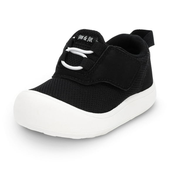 JAN & JUL Hook and Loop Lightweight Kids Shoes with Wide Toe Box (Black Tie, Size 10 Little Kids)