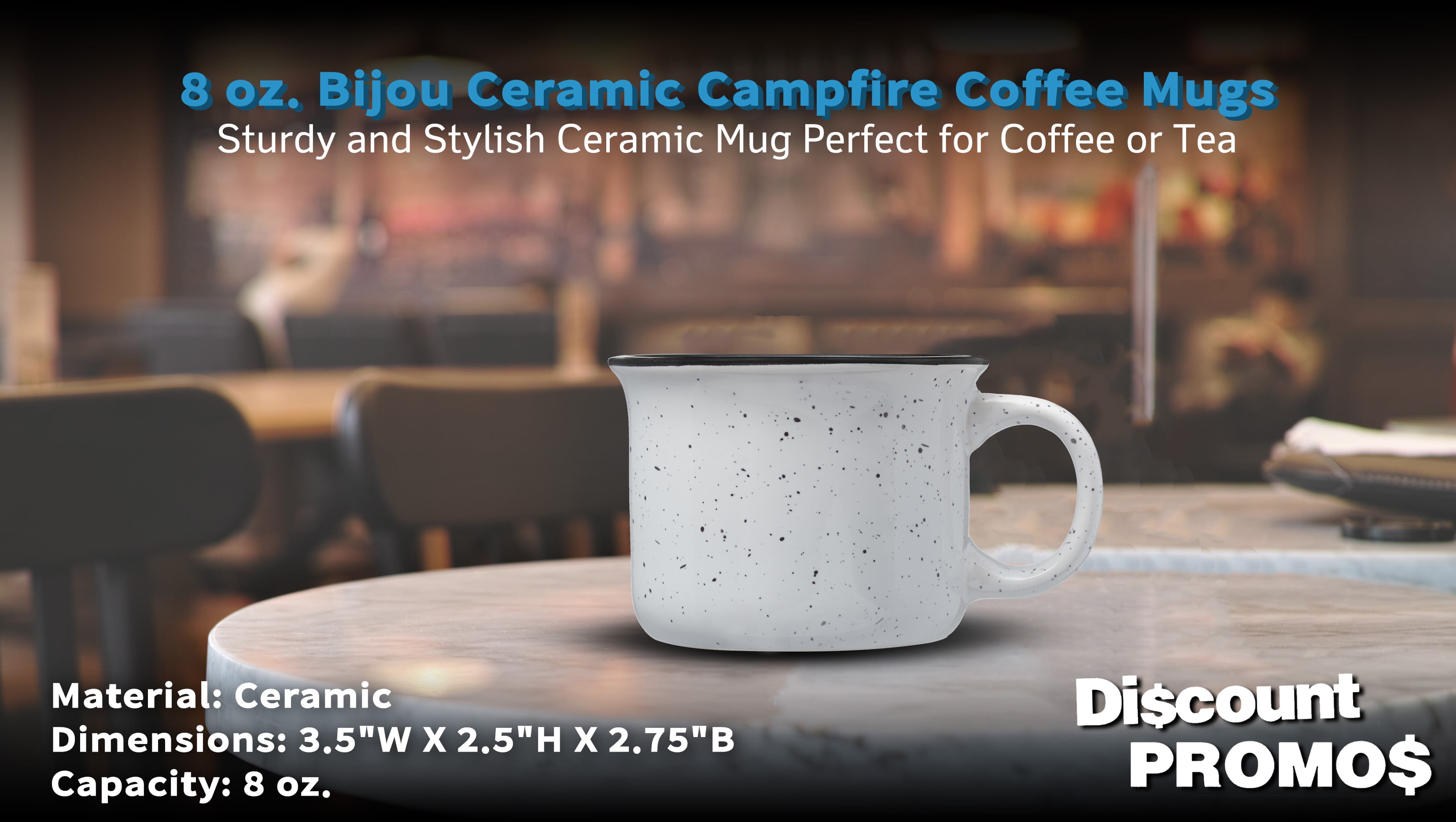 10 Bijou Ceramic Campfire Coffee Mugs Set, 8 oz. - Ceramic, Speckled,  Sturdy, C-handle - White - Walmart.com