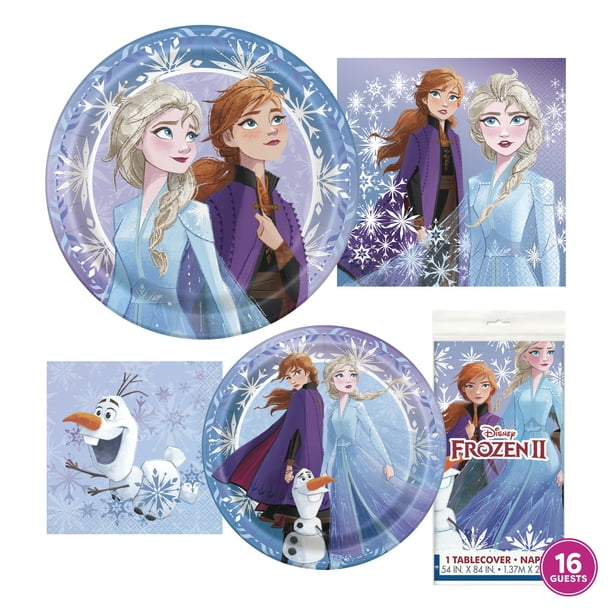 Disney Frozen Birthday Party Tableware Kit For 16 Guests Frozen Party Supplies Walmart Com
