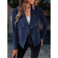thumbnail image 3 of Women's Faux Suede Jacket Fashion Autumn Long Sleeve Front Opening Cropped Coat, 3 of 8