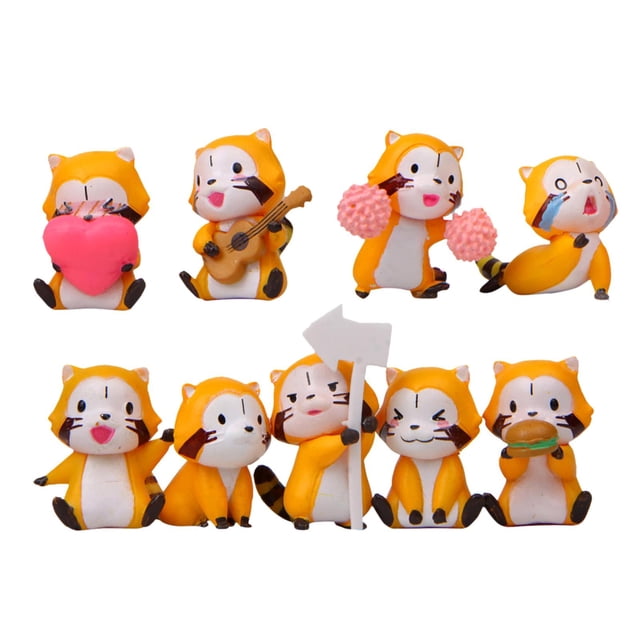 Juego de 9 Mini s de animales de mapache, Miniaturas de simulación de PVC Adornos para muñecas DIY Juguetes coleccionables para el hogar Sala de Baoblaze Juguetes de figuritas de mapache