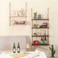 thumbnail image 5 of Wooden Floating Shelves Wall Plant Storage Rope Decor 1/2/3Tier Home Living Room, 5 of 5