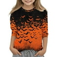 thumbnail image 2 of MKOSPLRT Holiday 3/4 Length Sleeve Kids Tops Crew Neck Pumpkin Ghosts Graphic Tees Causal Loose Fall T Shirts 3-12 Years, 2 of 5