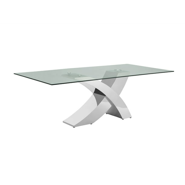 Casabianca Home Geneva Dining Table In, Brushed Stainless Steel Dining Table Base