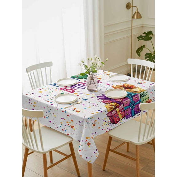 Happy Birthday Tablecloth Rectangle Table Cloth 60x102,Waterproof Outdoor Table Cloth Covers Decorative Table Protector,Colorful Balloon Gifts Patterns Washable Table Cover for Kitchen Dinning Party