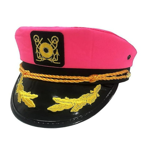 Captain Yacht Sailor Hat Adjustable Hat Flat Top Visor - Pink - 1 Piece