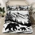 thumbnail image 5 of jejeloiu Wild Bear Twin Sheet Sets,Jungle Animal Twin Fitted Sheet,Snow Mountain Pine Flat Sheet For Teens,Ultra Soft Home Decor,3-Piece, 5 of 7
