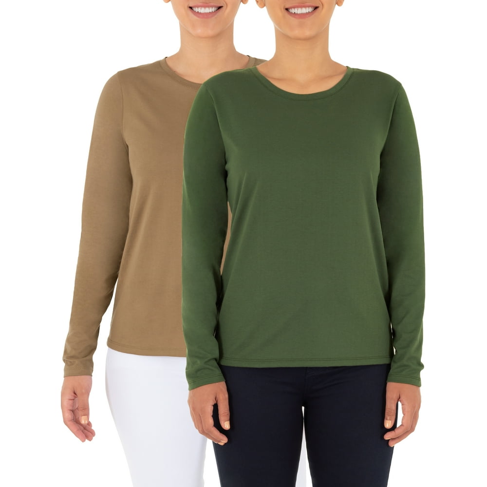 Time and Tru Time and Tru Women's Essential Pima Cotton Long Sleeve