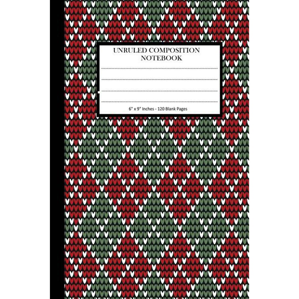 Unruled composition notebook 6 x 9 120 pages knitted pattern