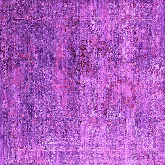 Ahgly Company Indoor Square Oriental Pink Industrial Area Rugs, 7' Square