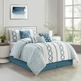 thumbnail image 2 of Nanshing Jamie 7 Piece Geometric Comforter Set, Blue, Queen, 2 of 14