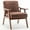 Brown, variant on PORKISS Accent Chair, Mid-Century Modern Velvet Fabric Arm Chair with Wood Frame, Upholstered Armchair Comfort Reading Chair Lounge Chair for Living Room Bedroom Sunroom, Black