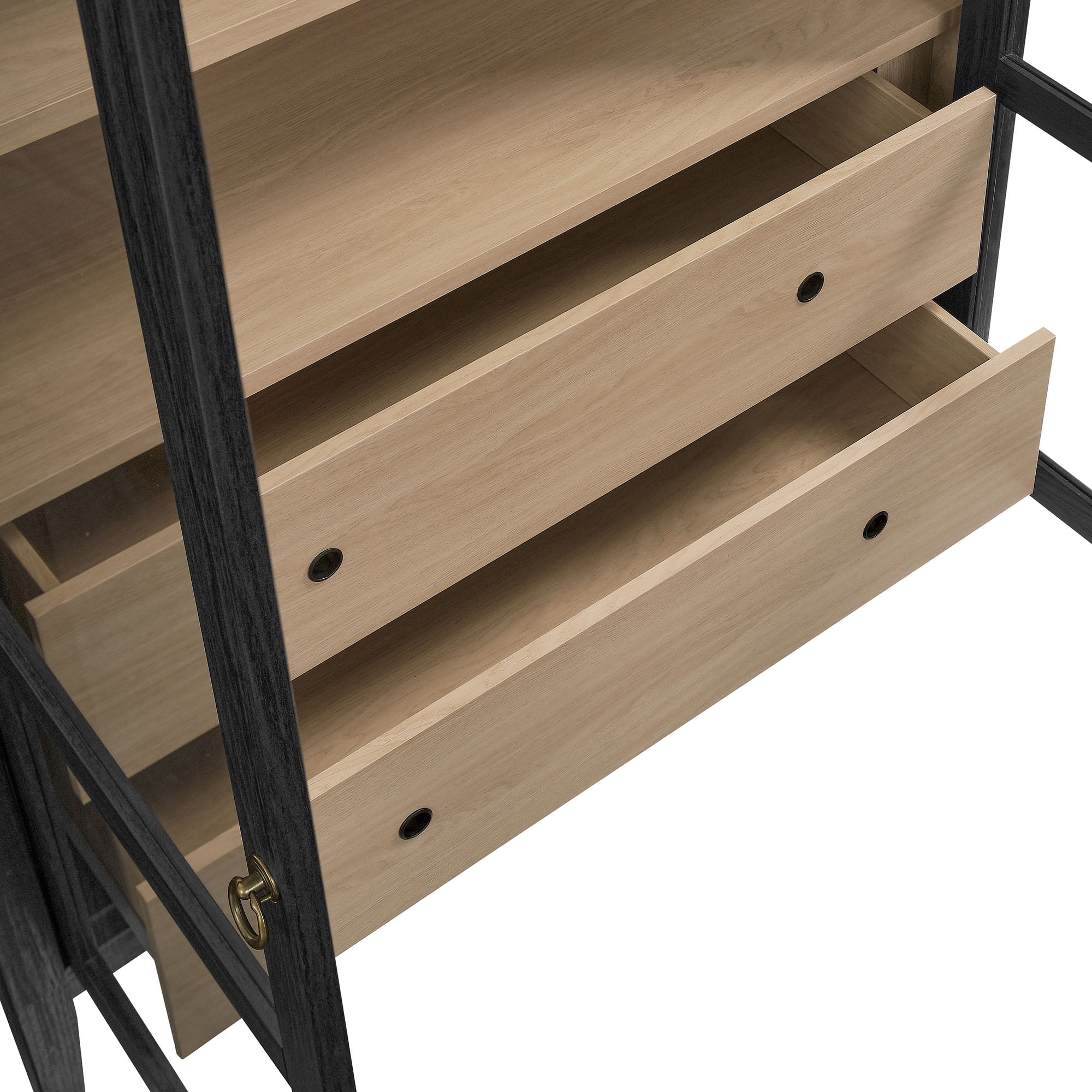 Nolan Storage Display Cabinet in Black Oak