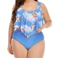 thumbnail image 2 of WREESH Women'S Digital Printed Ruffled Plus Size Bikini Split High Waist Swimsuit, 2 of 7