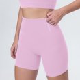 thumbnail image 5 of felwors Women 6" No Front Seam High Waist Biker Shorts Buttery Soft Booty Flattering Yoga Workout Shorts Pink for Size L, 5 of 9