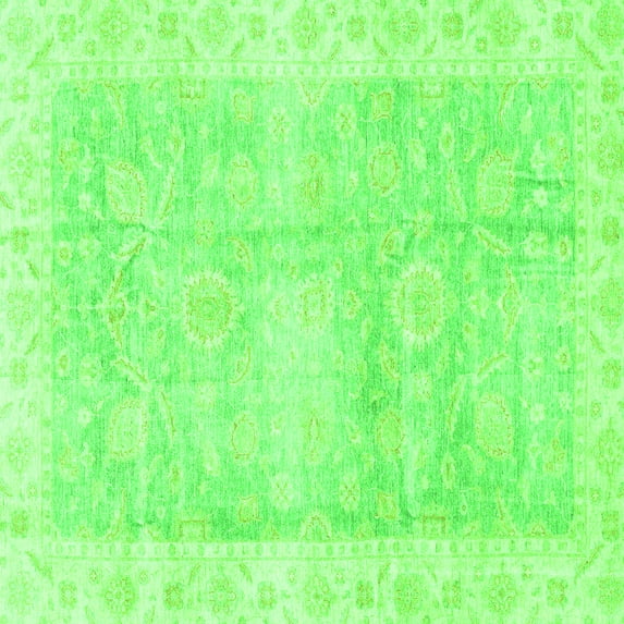 Ahgly Company Indoor Square Oriental Green Traditional Area Rugs, 4' Square