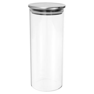 HB 67 oz. Square Glass Canister with Brushed Stainless Steel Lid,Clear