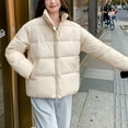 thumbnail image 3 of Sanbonepd Womens Coats Fall Winter Leisure Long Sleeve Standing Neck Parkas for Women, 3 of 8