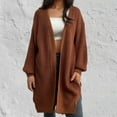 thumbnail image 4 of BiZtdJrK Womens Plus Size Knit Sweater Cardigan Knee Length Long Sleeve Open Front Sweaters Drop Shoulder Casual Fall Cardigans Brown XXL, 4 of 6