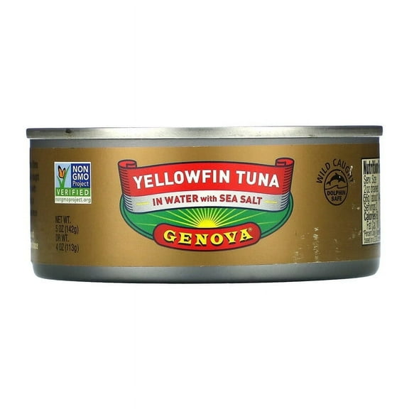 Genova, Yellowfin Tuna In Water with Sea Salt, 5 oz Pack of 4