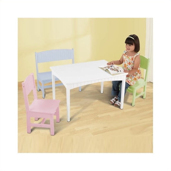 KidKraft Nantucket Kids Table with Bench and 2 Chairs Set - Pastel | 26112