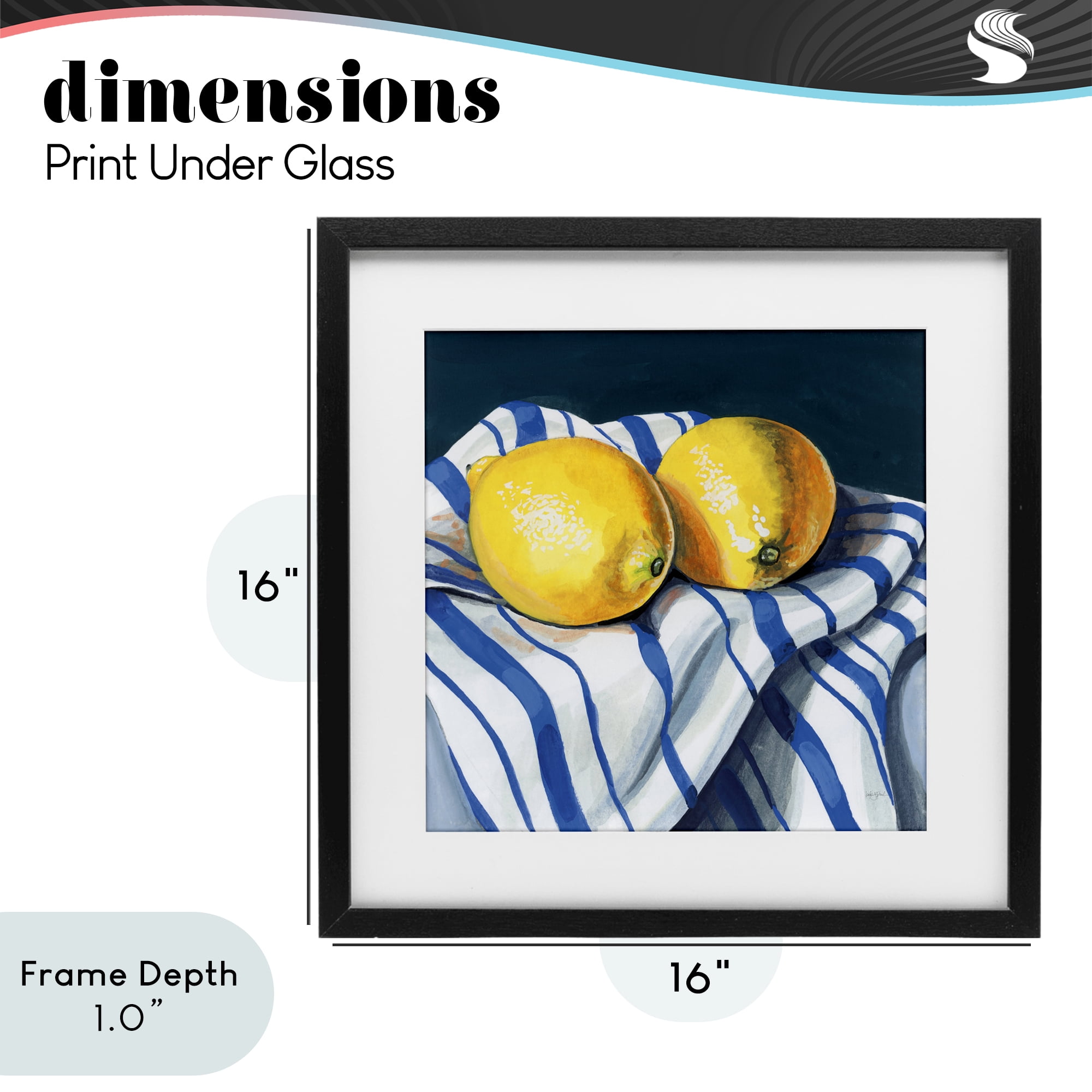 Stupell Industries Fresh Kitchen Lemons on Dishtowel Black Framed Print Under Glass, design by Kate Jarvik Birch