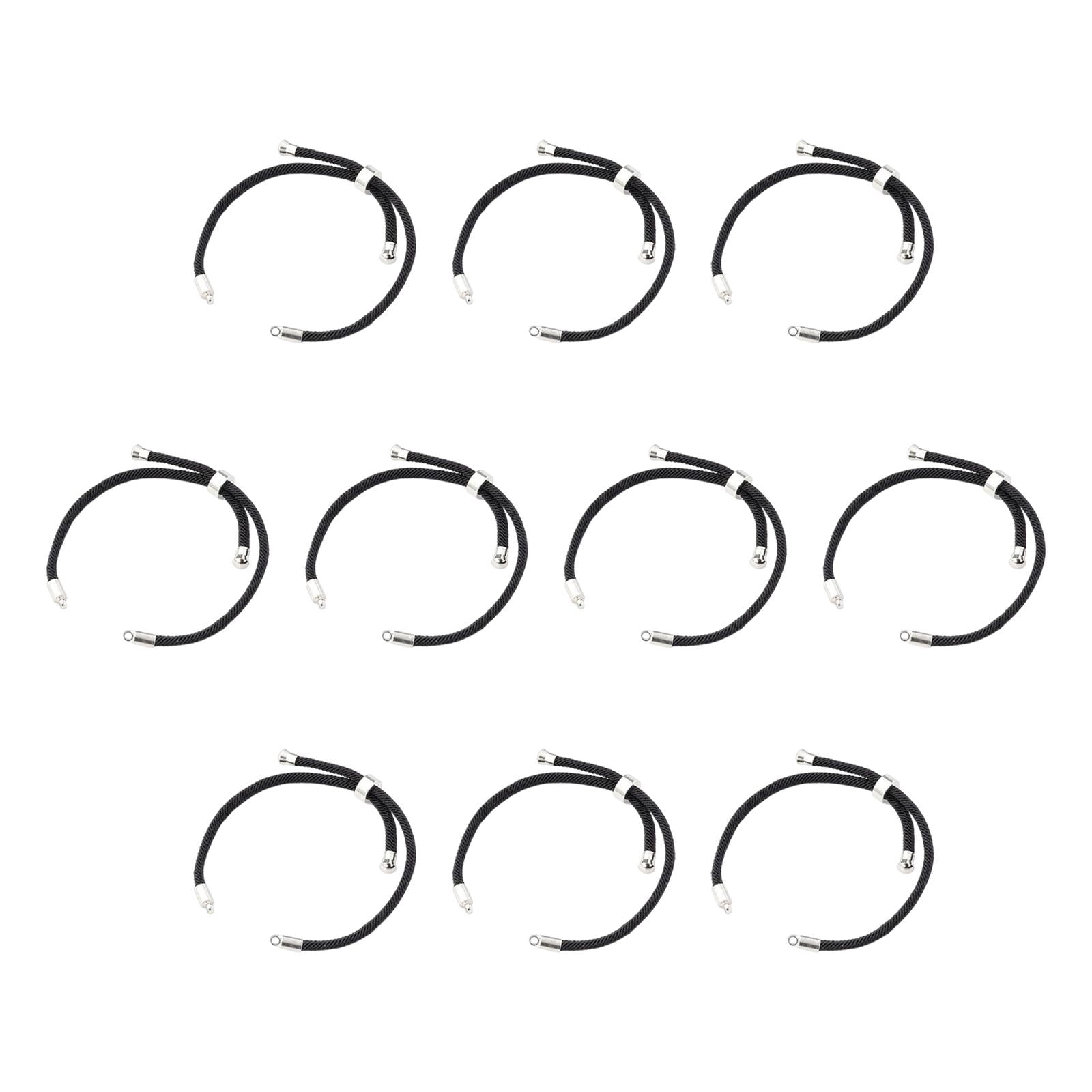 Tachiuwa 2x10 Pieces Nylon Twisted Cord Bracelet Making Findings Fashion Rope Bracelet Black Argent